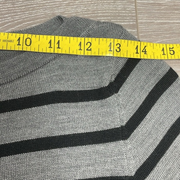 Ann Taylor Sweater Dress Wool Blend 3/4 Length Sleeve Gray Black Striped S - Picture 8 of 16